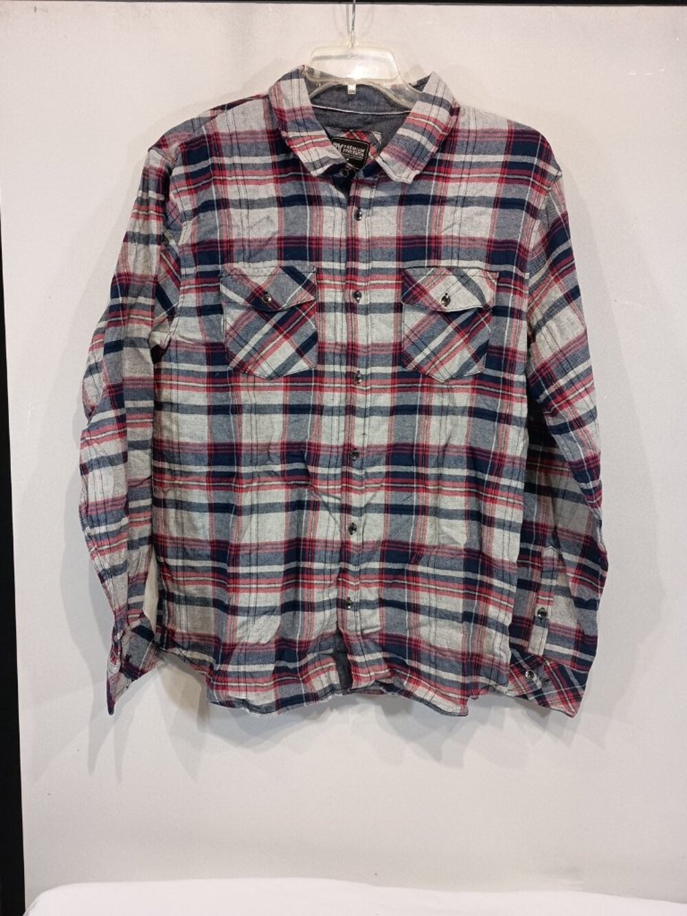 PX Premium Xpression Blue Plaid Long Sleeve Button Flannel Shirt Mens MEDIUM